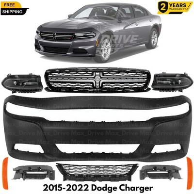 Front Bumper Cover Paintable & Grille Assembly Kit For 2015-2022 Dodge Charger
