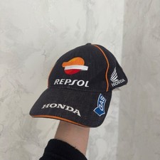 GAS HRC Honda Repsol Racing Team Cap Hat MotoGP Adjustable Orange Blue