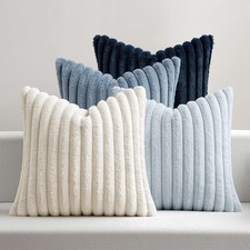 Faux Fur Plush Decorative Throw Pillow Covers 18x18 Set of 4, Spring Modern S...