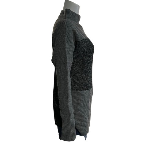 Lafayette 148 New York Womens Mock Neck Colorblock Sweater Size Large Gray Black - Picture 10 of 11