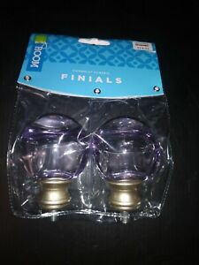 Finials Cambria My Room Ball in Blue Glass and Brushed Nickel Set of 2