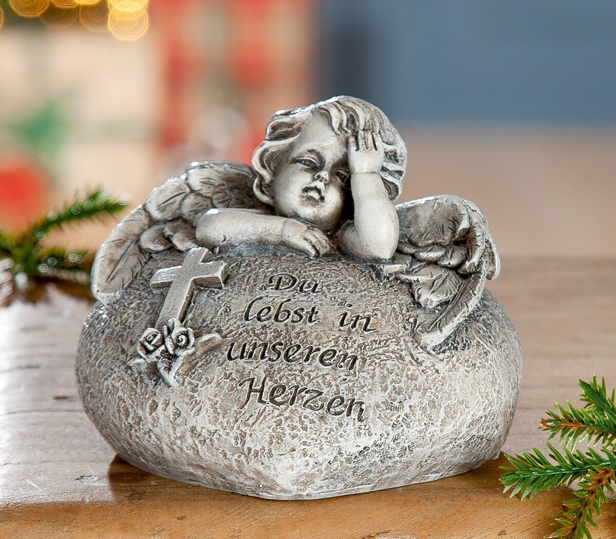 Grabschmuck Herz mit Engel und Spruch