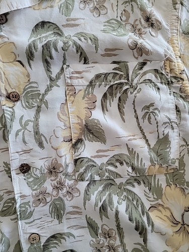 Vintage Roundtree And Yorke Sz L Rayon Hawaiian Shirt Tropical Floral Beige... - Picture 3 of 4