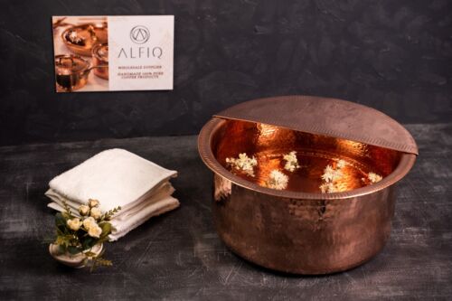 Solid Copper Foot Bath with Removable Footrest | Copper Foot Basin Warming Bowl - Picture 2 of 7