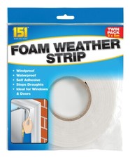 151 Foam Weather Strip Self Adhesive, Waterproof for Window Twin Pak 2 x 5 m(10m