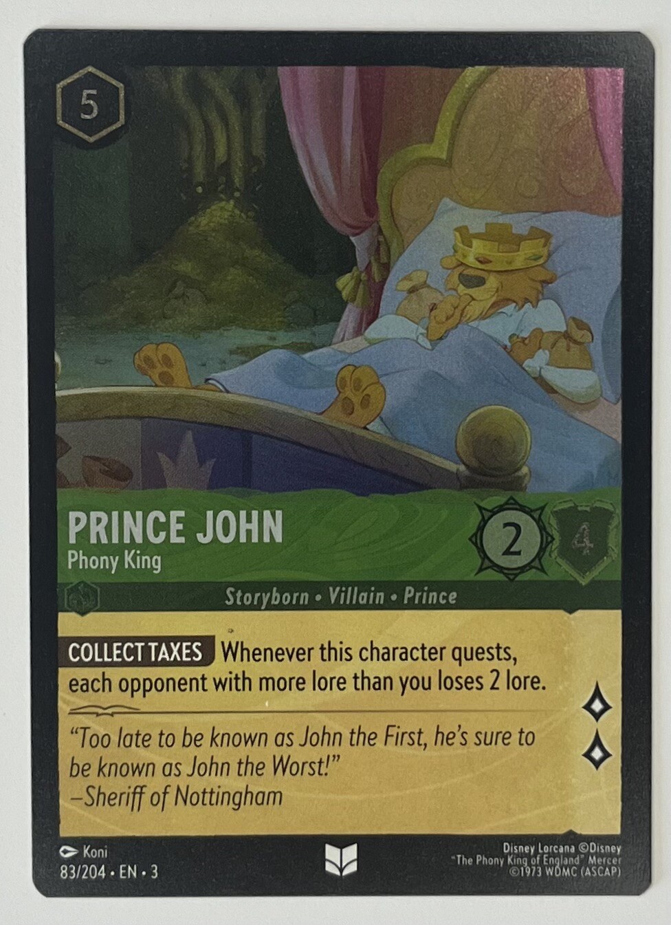 Prince John Phony King 83/204 Cold Foil Disney Lorcana Inklands NM