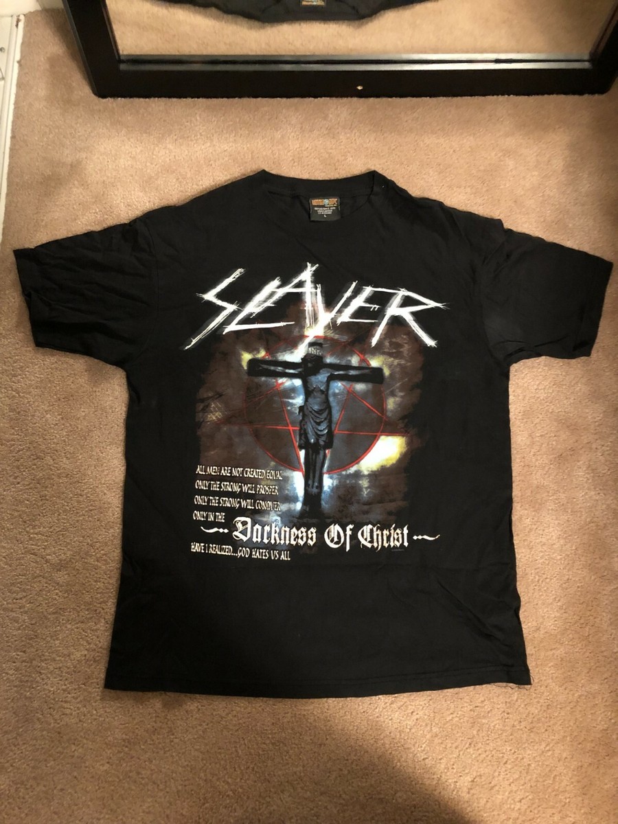Slayer Darkness Of Christ Tシャツ Vintage Slayer Darkness of Christ God Hates Us All Tour Size
