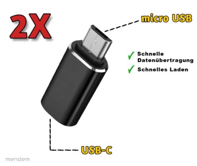 Micro USB auf USB-C Adapter Typ-C Konverter für Smartphone Tablet Kindle 2x NEU