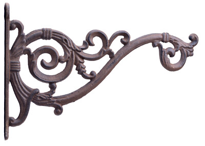 Swooping Vine Plant Hanger Decorative Flower Basket Hook Cast Iron 13.75'' Deep N