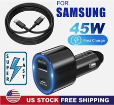 Original 45W Fast Car Charger+Type-C Cable For Samsung A16 A15 A25 A35 55 A06 05