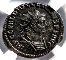 Diocletian Roman Empire AD 284-305 NGC AU Aurelianianus Soldier Spear Victory