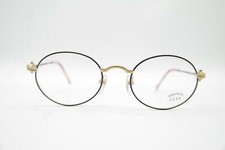 Vintage St. Moritz 4431 Black Gold Oval Glasses Eyeglass Frame NOS