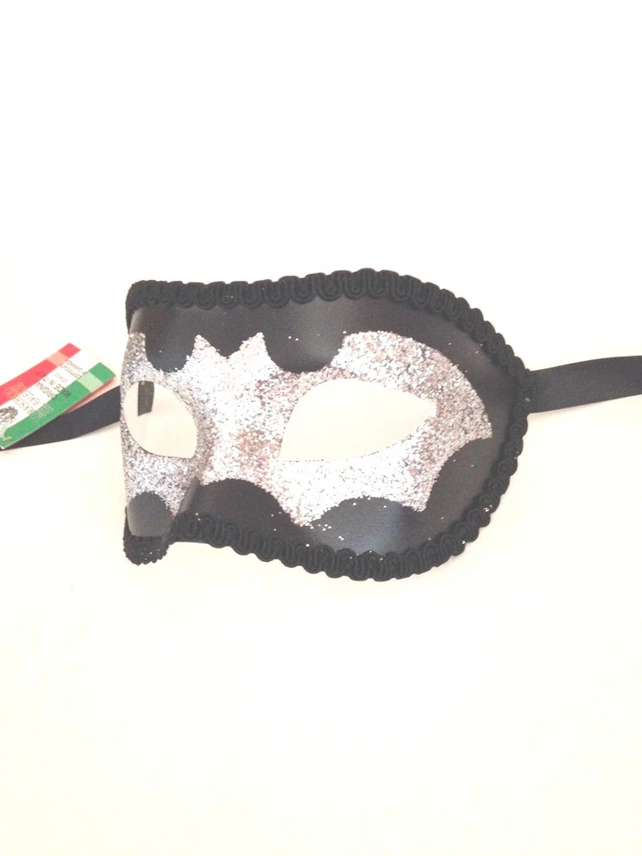 BLACK SILVER BAT MASK VENETIAN MASQUERADE MASK MARDI GRAS PARTY COSTUME MASKS - Image 2 of 2