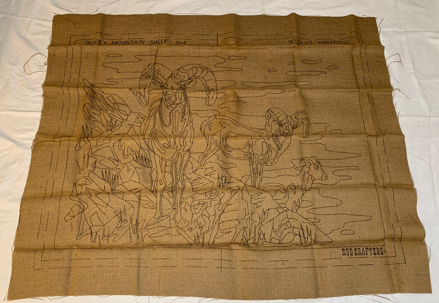 Rug Hook Tufting Burlap ROCKY MOUNTAIN SHEEP RAMS XLarge 36 x 48 Rug Crafters eBay