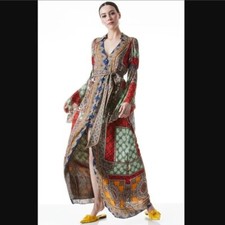 Alice + Olivia Jaylen Mix Scarf Print Handkerchief Sleeve Maxi Dress Size S