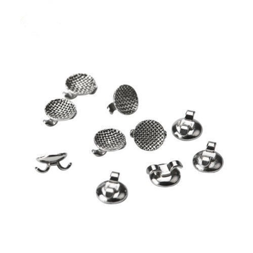 10 Attaches Linguales Dentaires Double Aile - Base Mesh Ronde, Pour Collage Dentaire, Neuf