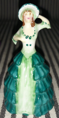 VTG ROSINA DORCAS LADY GREEN WOMAN FINE CHINA PORCELAIN 3'' FIGURINE - ENGLAND