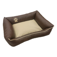 Dog Bed Dog Basket Dog Cushion Dog Sofa Bed Leatherette S Brown Beige
