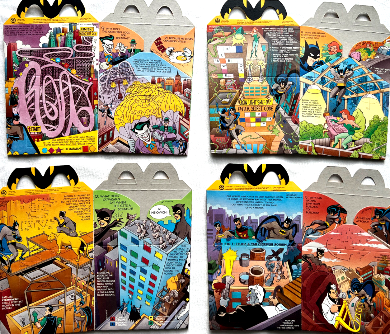 Complete Set of 4 , 1993 McDonald’s/Batman Happy Meal Boxes - BRAND NEW ...