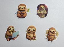  5 Sloth Stickers  Great for Laptops, Luggage, Water Bottles  Vinyl