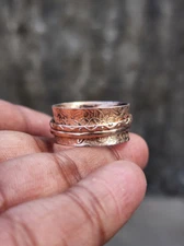 100% Solid Pure Copper Ring Handmade Meditation Spinner Women Ring All Size DK44