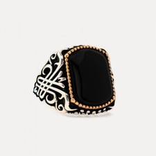 Black Onyx Gemstone Handmade Solid 925 Sterling Silver Men's Ring All Size
