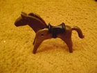 Vintage 1974 GEOBRA PLAYMOBILE BROWN HORSE WITH BLACK SADDLE