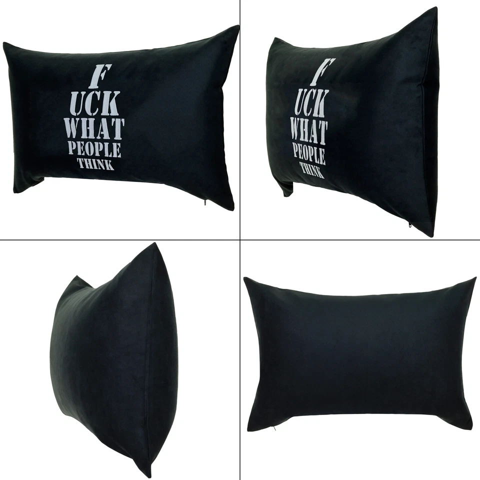 Fuck What People Think Sofakissen 40x60cm Schwarz Rocker/Punker/Hardrocker/Biker - Bild 3 von 4