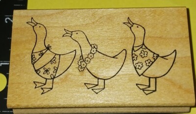 Geese, Ducks, Bathing Suits Flowered Lace, Great Impressions,B12,rubber Stamp 
