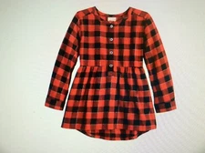 JUMPING BEANS TODDLER GIRL L/S FLANNEL BABYDOLL TUNIC RED BLACK CHECK  SIZE 2T
