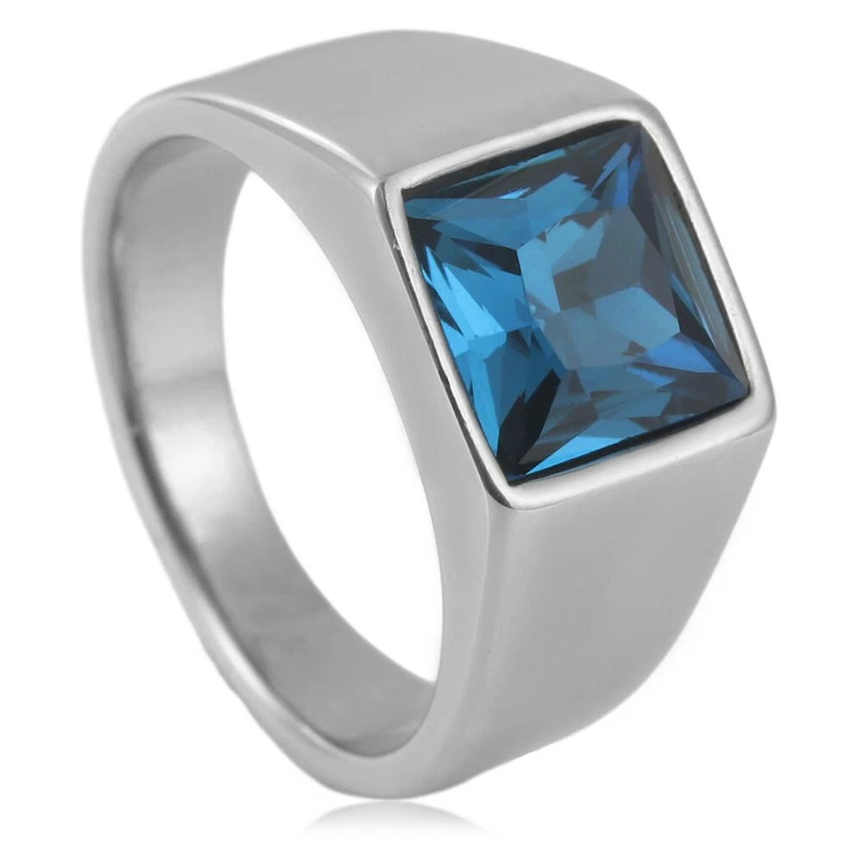 男式女式方形切割石印章戒指不锈钢鸡尾酒声明礼物 — 第 4/4 张图片