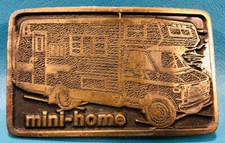 Motor Home Belt Buckle Adezy Brass Plate Retro Kitsch RV Camper  mini-home  Vtg