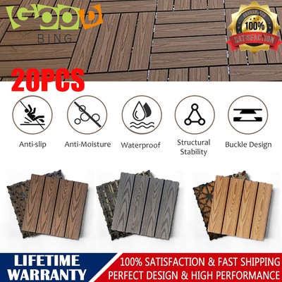 20X Interlocking Deck Tiles Wood Plastic Composite Flooring Balcony Patio 12*12''