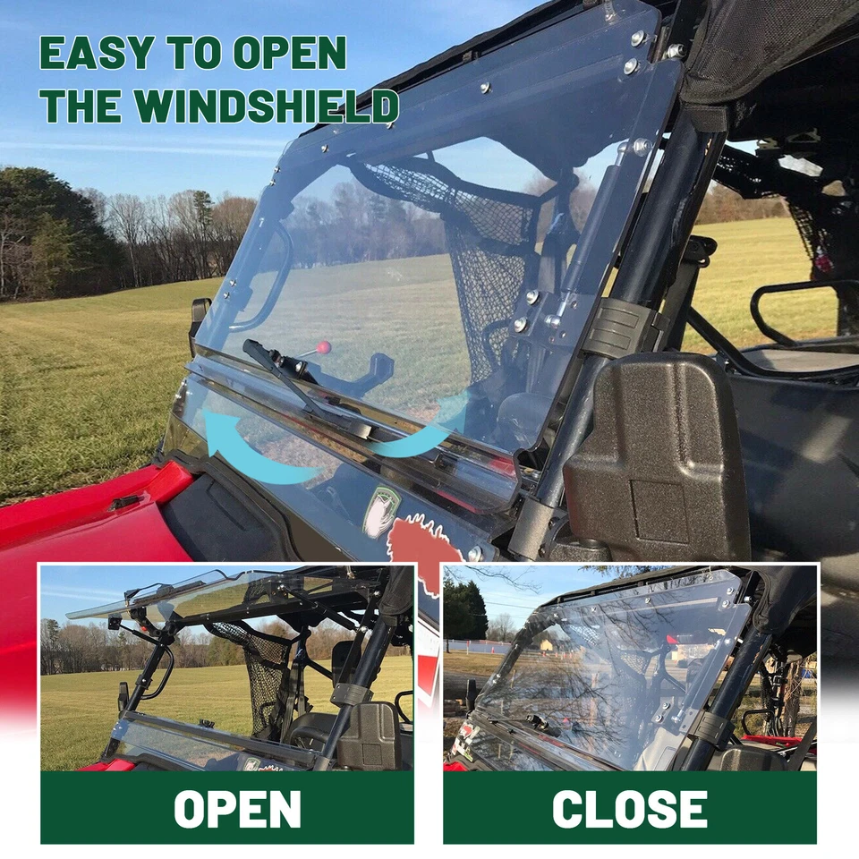 Parabrisas abatible para Honda Pioneer 1000/1000-5 UTV 2016-2025 con resorte de gas Foto 4 de 4