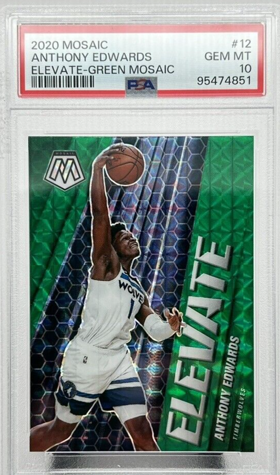 2020-21 Panini Mosaic Anthony Edwards #258 Elevate Green RC Rookie