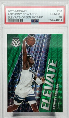 2020-21 Panini Mosaic Anthony Edwards #258 Elevate Green RC Rookie