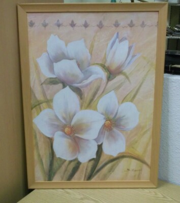 Bild Druck Flowers 50x70 signiert Holzrahmen Tiki Floral 