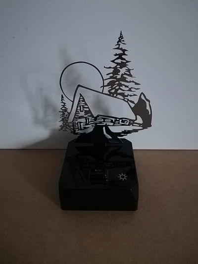 LED Tischleuchte Shadow Hütte Dekolampe Weihnachten Deko Licht Akku Projektion - Bild 2 von 3