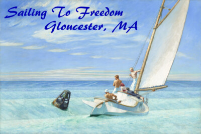 Sailing to Freedom Gloucester Massachusetts Sail Vintage Poster Repro FREE S/H