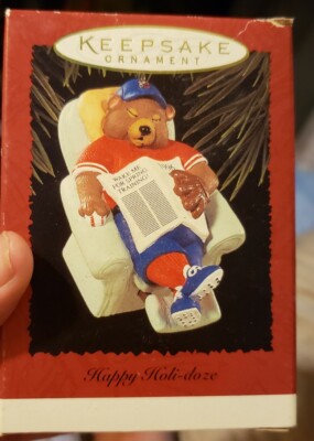 1996 Hallmark Keepsake Ornament Happy Holi-doze Dad Bear in Recliner NIB NEW IN 