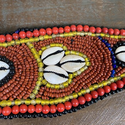 Vintage Handmade Ceremonial African Beaded Belt Turquoise  display picture 2