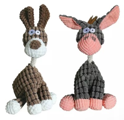Fun Pet Toy Donkey Shape Corduroy. Pet Training Dog Accessories. Teeth Cleaning.