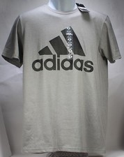 Adidas Heather Gray Performance tee Classic logo Sport Graphic T shirt LAST ONE