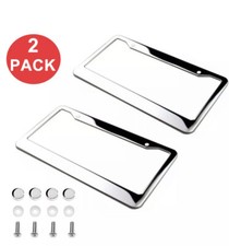 2pcs Chrome 304 Stainless Steel Metal License Plate Frame Tag Cover Screw Caps 2pcs Chrome 304 Stainless Steel Metal License Plate Frame Tag Cover Screw Caps