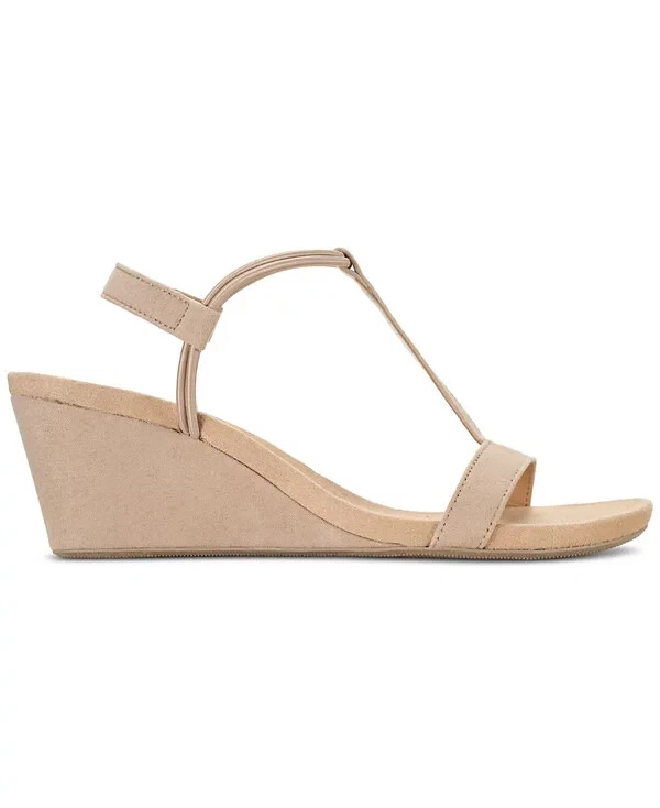 Style & Co Mulan Womens Wedge Sandals Taupe Microfiber - Image 2 of 3