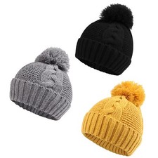 Baby Winter Beanie Pompom Girls Boys Infant Toddler Warm Knit Twist Hat Cute
