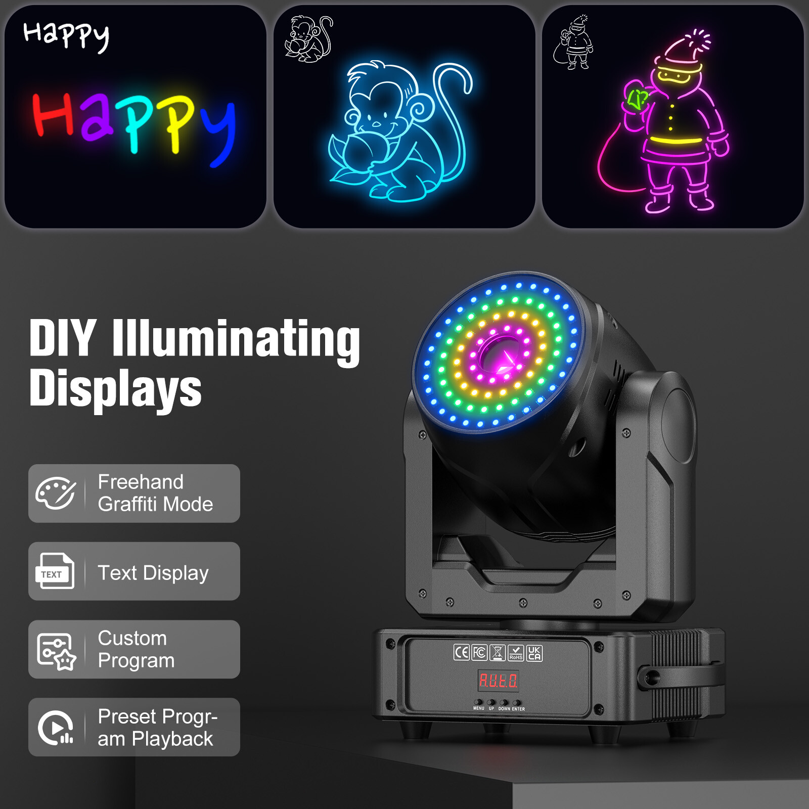 2W 3D Animation Laser Light Projector DMX RGB Stage Effect Moving Head Light US