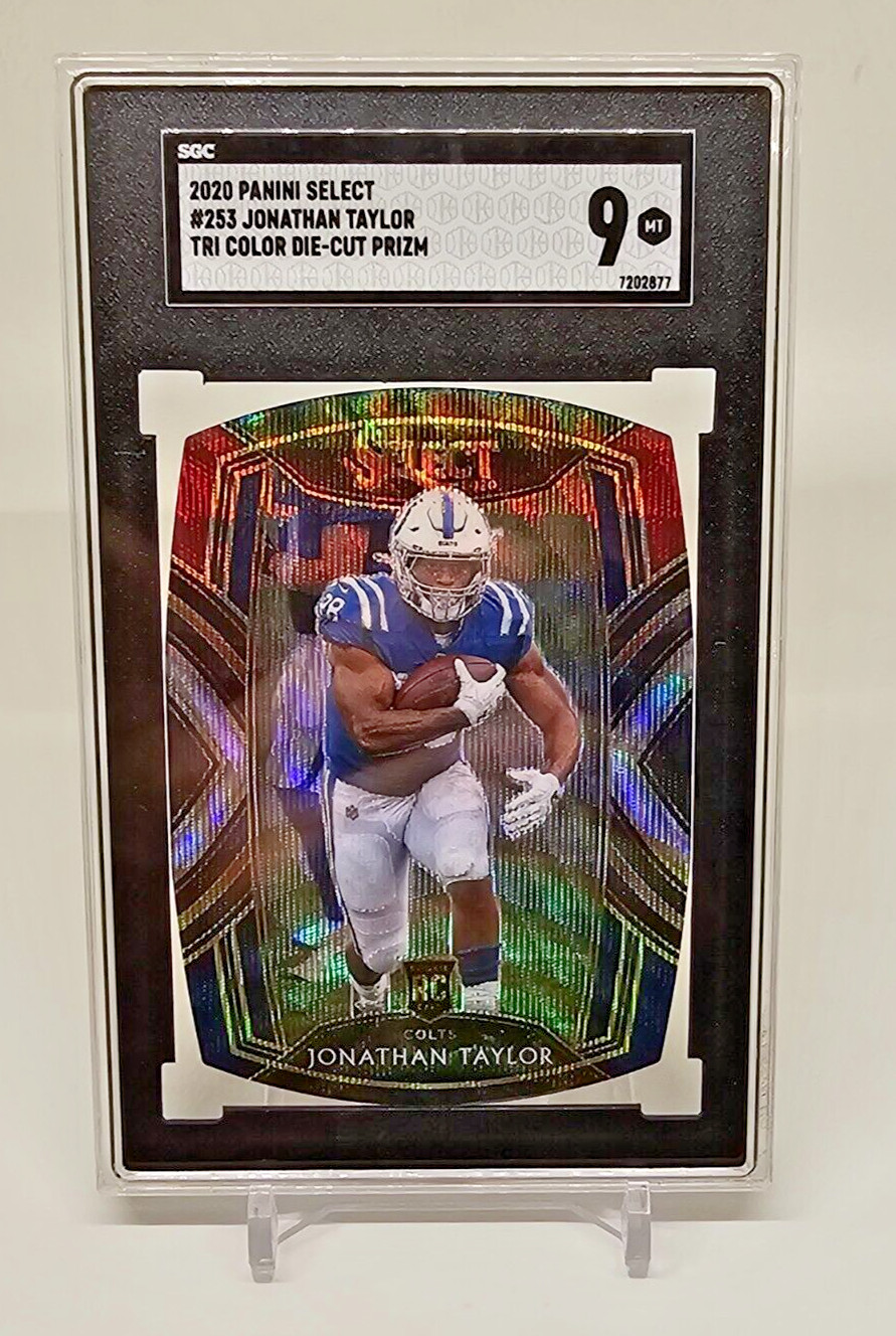 Jonathan Taylor Colts 2020 Select Die Cut Tri Color Prizm Rookie Card 53 SGC 9