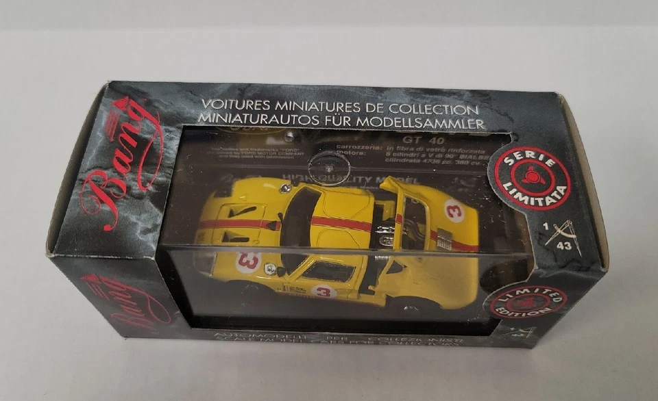Ford GT 40 Bang escala 1:43 amarillo con rojo NUEVO EN PAQUETE HECHO EN ITALIA  Foto 3 de 4