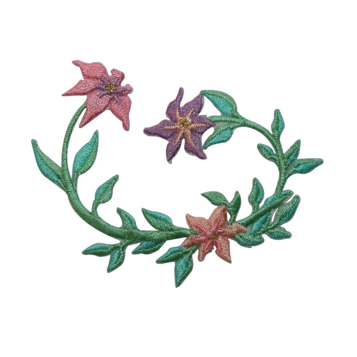 ID 6900 Orchid Flowers On Vine Patch Garden Iris Embroidered Iron On